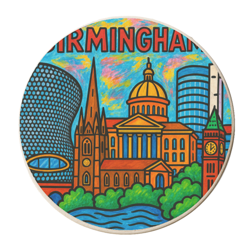 Colour Pencil Birmingham - personalised beer coaster by Ms Doodle