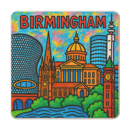 Colour Pencil Birmingham - personalised beer coaster by Ms Doodle