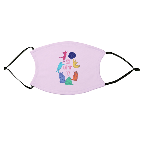 Coloured Cats Best Cat Mum Ever - face cover mask by Adam Regester