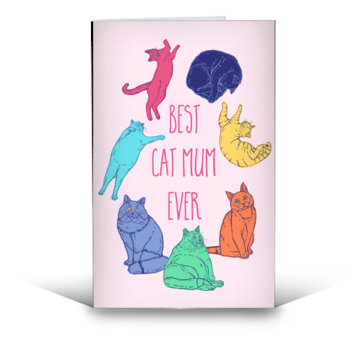Coloured Cats Best Cat Mum Ever - funny greeting card by Adam Regester