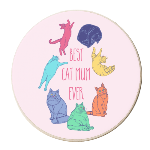 Coloured Cats Best Cat Mum Ever - personalised beer coaster by Adam Regester