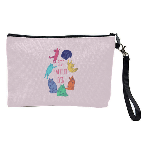 Coloured Cats Best Cat Mum Ever - pretty makeup bag by Adam Regester