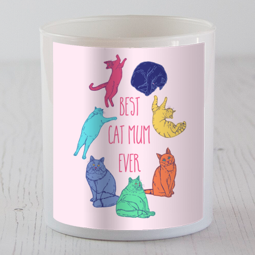 Coloured Cats Best Cat Mum Ever - scented candle by Adam Regester