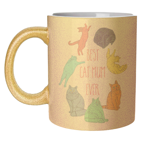 Coloured Cats Best Cat Mum Ever - unique mug by Adam Regester