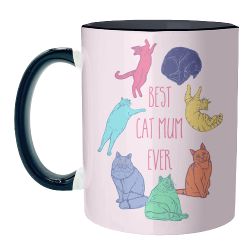 Coloured Cats Best Cat Mum Ever - unique mug by Adam Regester