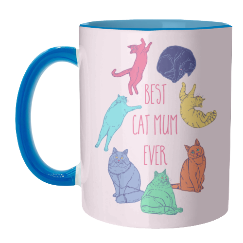 Coloured Cats Best Cat Mum Ever - unique mug by Adam Regester
