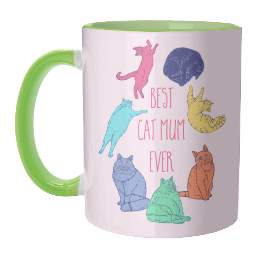 Coloured Cats Best Cat Mum Ever - unique mug by Adam Regester