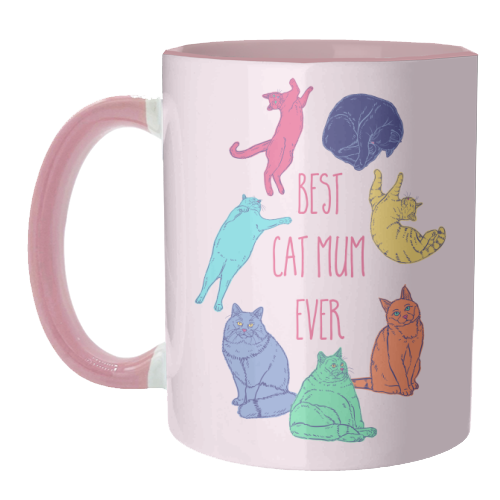 Coloured Cats Best Cat Mum Ever - unique mug by Adam Regester