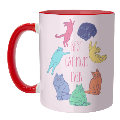 Coloured Cats Best Cat Mum Ever - unique mug by Adam Regester