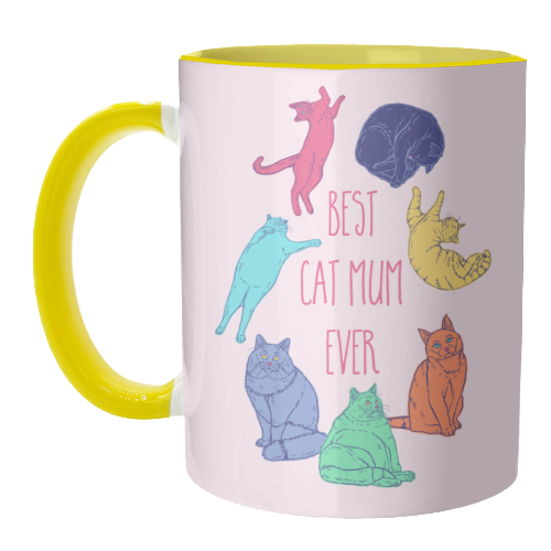 Coloured Cats Best Cat Mum Ever - unique mug by Adam Regester