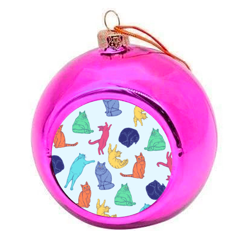 Coloured Cats - colourful christmas bauble by Adam Regester