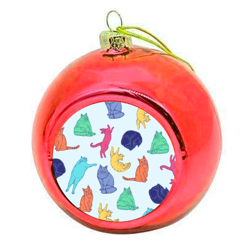 Coloured Cats - colourful christmas bauble by Adam Regester