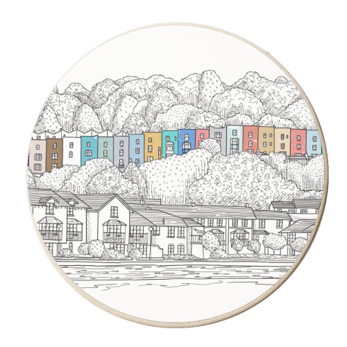 Coloured Houses In Bristol - personalised beer coaster by Adam Regester