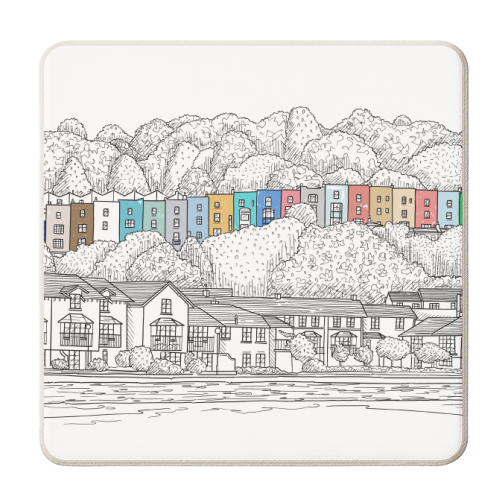 Coloured Houses In Bristol - personalised beer coaster by Adam Regester
