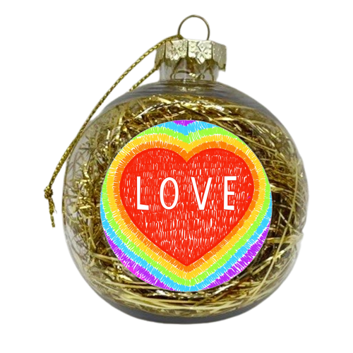 Coloured Pencil Rainbow Love Heart - xmas bauble by Adam Regester