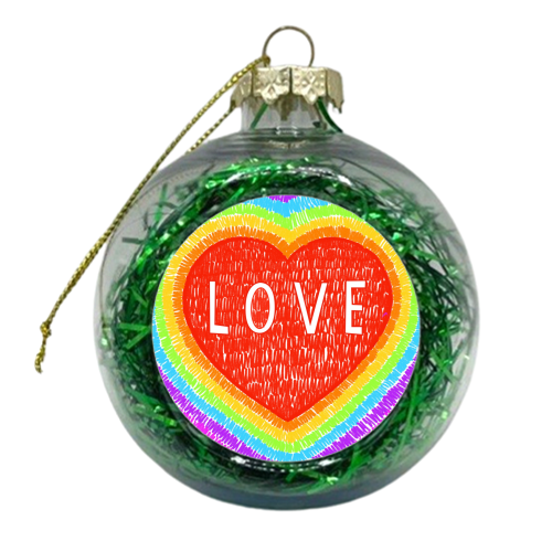 Coloured Pencil Rainbow Love Heart - xmas bauble by Adam Regester