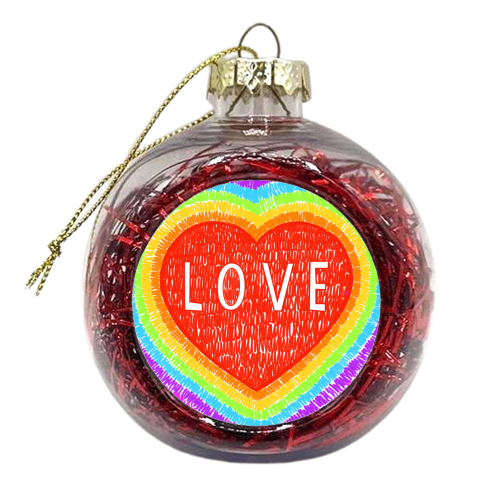 Coloured Pencil Rainbow Love Heart - xmas bauble by Adam Regester