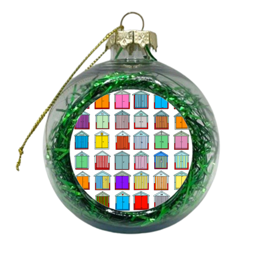 Colourful Beach Huts Pattern - xmas bauble by Adam Regester