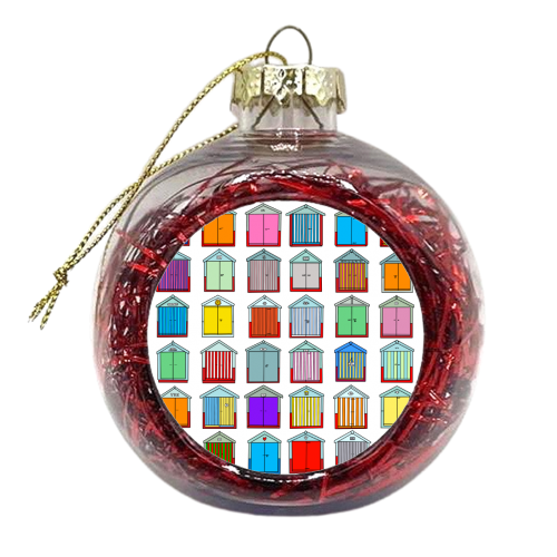 Colourful Beach Huts Pattern - xmas bauble by Adam Regester