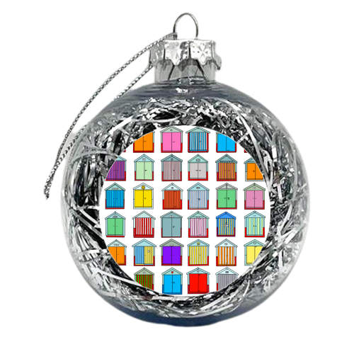 Colourful Beach Huts Pattern - xmas bauble by Adam Regester