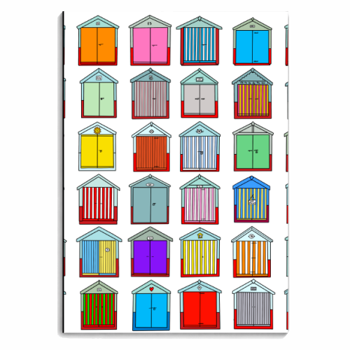 Colourful Beach Huts Pattern - personalised A4, A5, A6 notebook by Adam Regester
