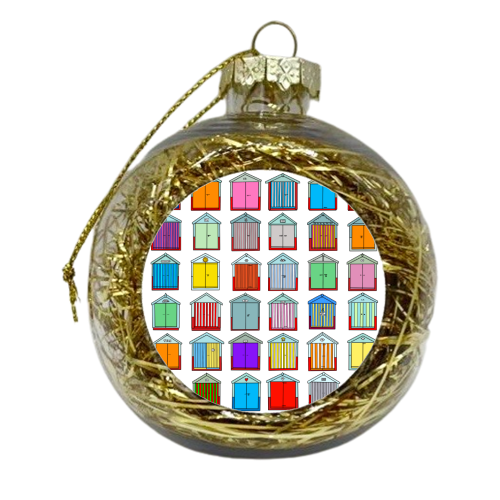 Colourful Beach Huts Pattern - xmas bauble by Adam Regester