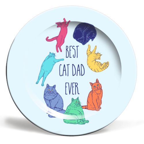 Colourful Best Cat Dad Ever - ceramic dinner plate by Adam Regester
