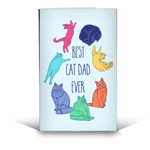 Colourful Best Cat Dad Ever - funny greeting card by Adam Regester