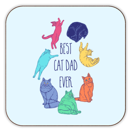 Colourful Best Cat Dad Ever - personalised beer coaster by Adam Regester