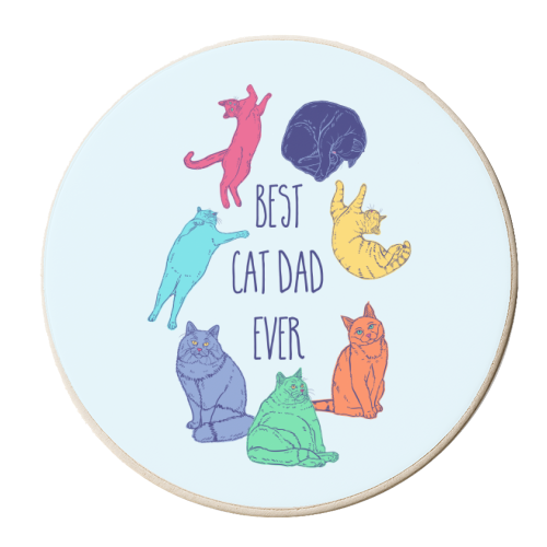 Colourful Best Cat Dad Ever - personalised beer coaster by Adam Regester
