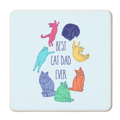 Colourful Best Cat Dad Ever - personalised beer coaster by Adam Regester