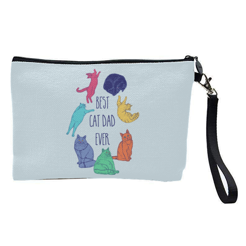 Colourful Best Cat Dad Ever - pretty makeup bag by Adam Regester