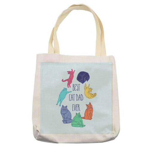 Colourful Best Cat Dad Ever - printed canvas tote bag by Adam Regester