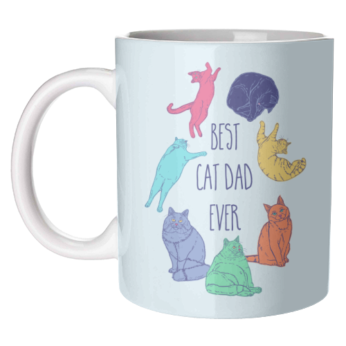 Colourful Best Cat Dad Ever - unique mug by Adam Regester