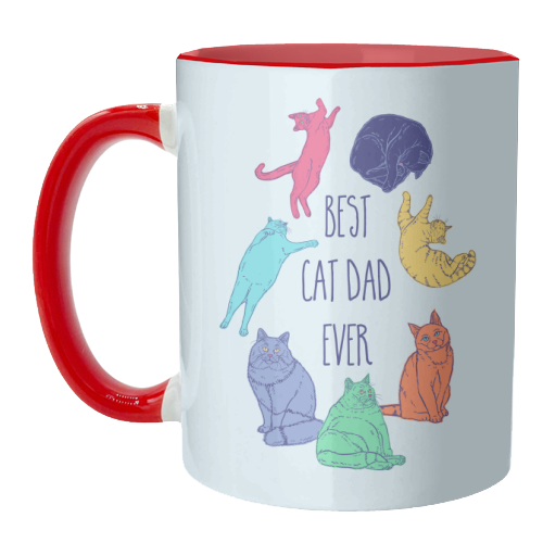 Colourful Best Cat Dad Ever - unique mug by Adam Regester