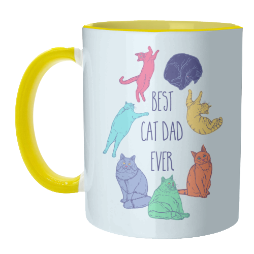 Colourful Best Cat Dad Ever - unique mug by Adam Regester
