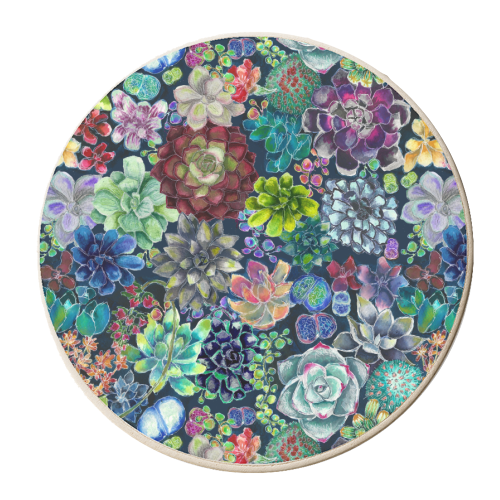 Colourful Cacti Pattern - personalised beer coaster by Rachel Edmunds