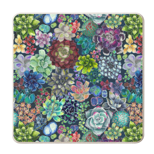 Colourful Cacti Pattern - personalised beer coaster by Rachel Edmunds
