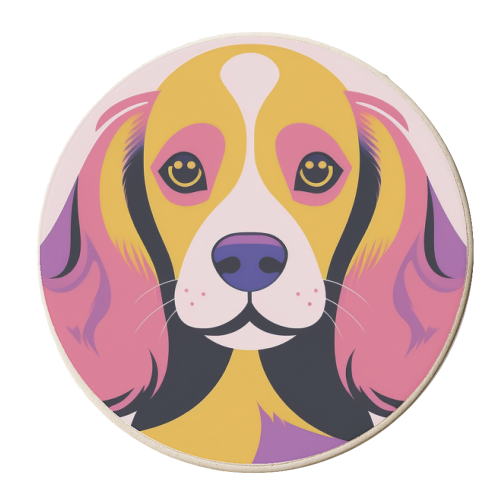 Colourful Cocker Spaniel Graphic Dog Portrait - personalised beer coaster by Adam Regester