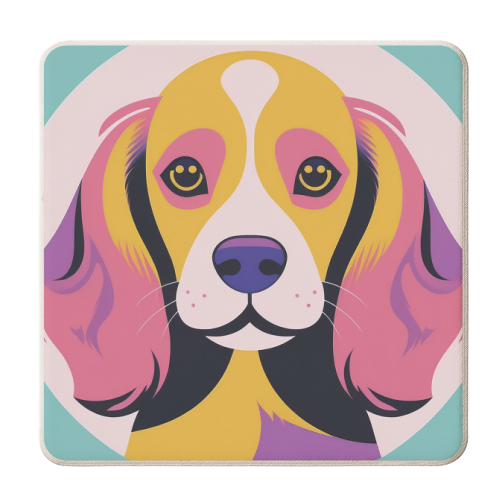 Colourful Cocker Spaniel Graphic Dog Portrait - personalised beer coaster by Adam Regester
