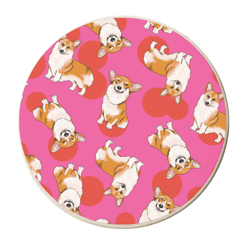 Colourful Corgi Dog - personalised beer coaster by Lucy Elliott