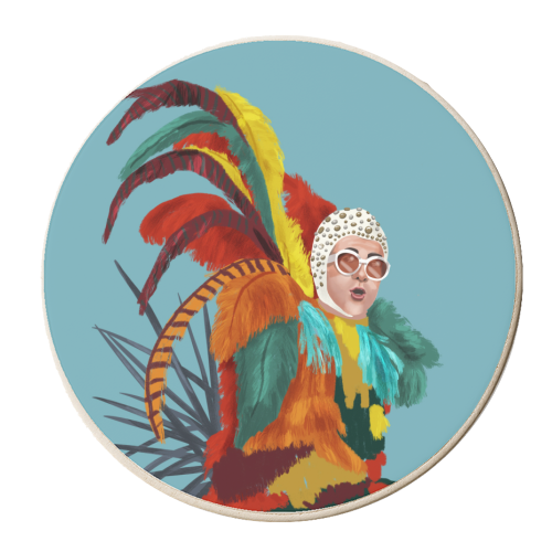 Colourful Feathers - personalised beer coaster by Sarah Wilkinson