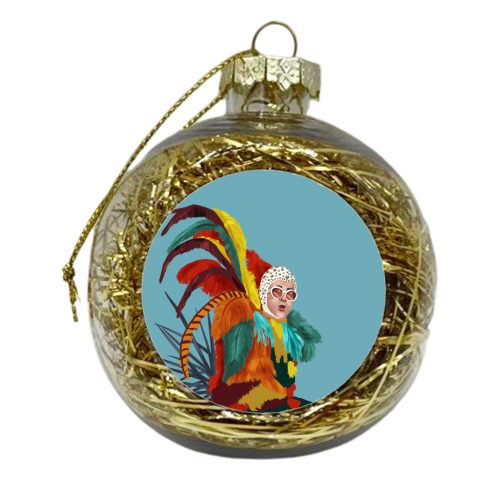 Colourful Feathers - xmas bauble by Sarah Wilkinson