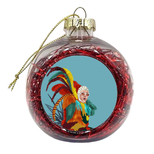 Colourful Feathers - xmas bauble by Sarah Wilkinson