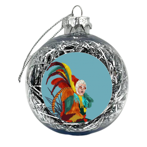 Colourful Feathers - xmas bauble by Sarah Wilkinson