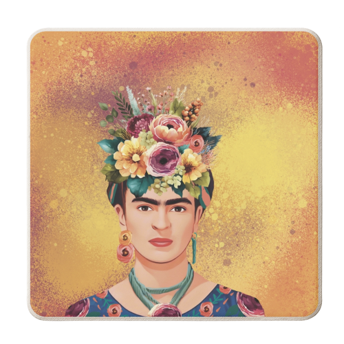 Colourful Floral Frida - personalised beer coaster by Giddy Kipper