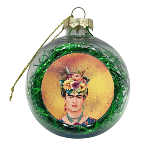 Colourful Floral Frida - xmas bauble by Giddy Kipper