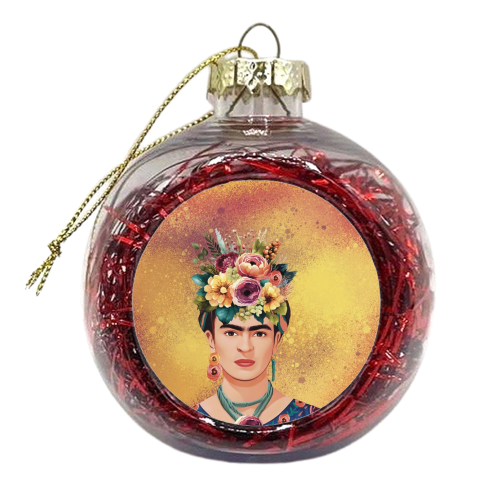 Colourful Floral Frida - xmas bauble by Giddy Kipper