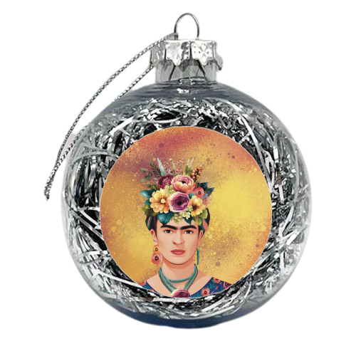 Colourful Floral Frida - xmas bauble by Giddy Kipper