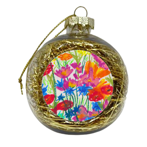 Colourful Flower Meadow - xmas bauble by holly crerar